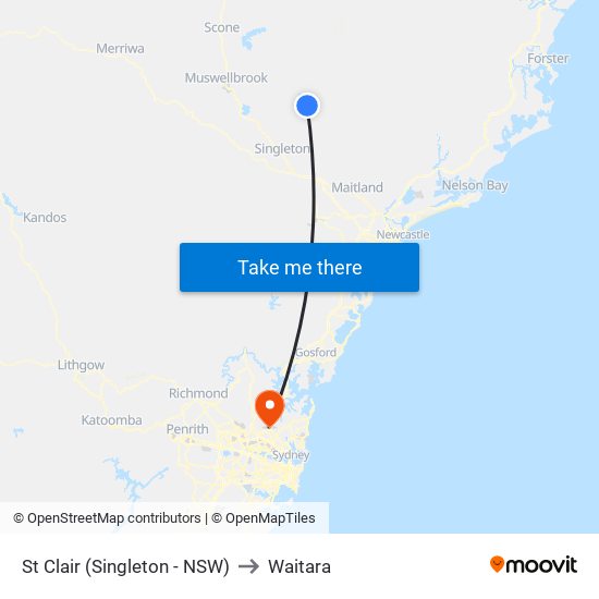 St Clair (Singleton - NSW) to Waitara map