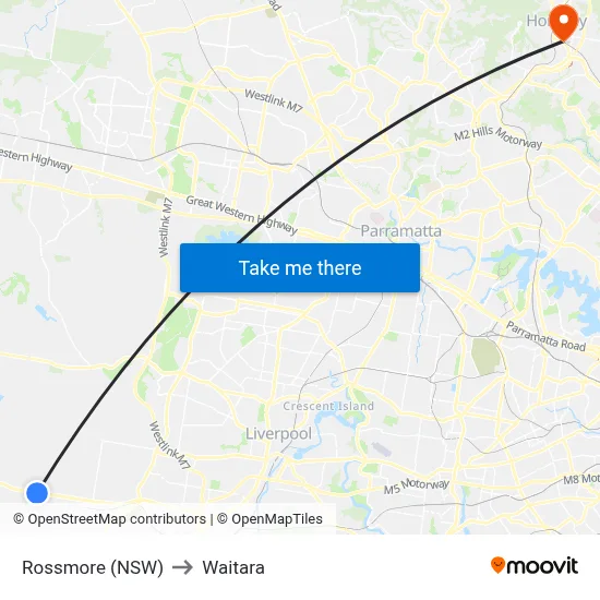 Rossmore (NSW) to Waitara map