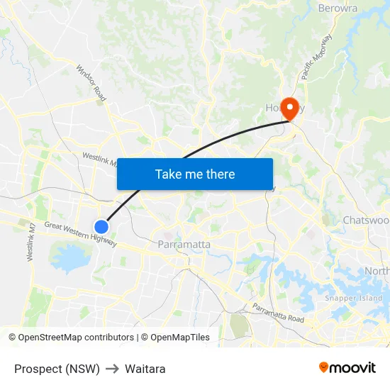 Prospect (NSW) to Waitara map