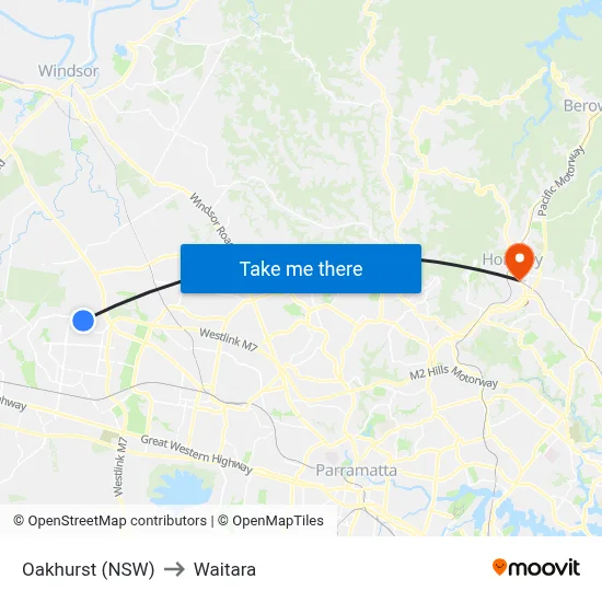 Oakhurst (NSW) to Waitara map
