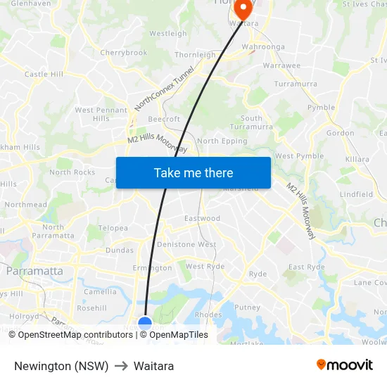 Newington (NSW) to Waitara map
