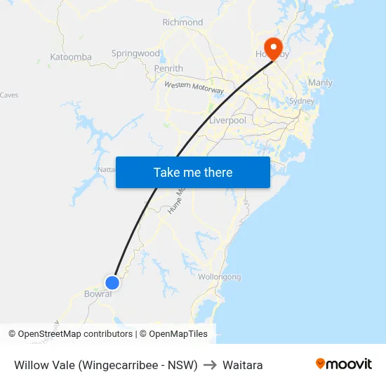 Willow Vale (Wingecarribee - NSW) to Waitara map