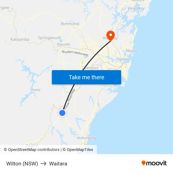 Wilton (NSW) to Waitara map