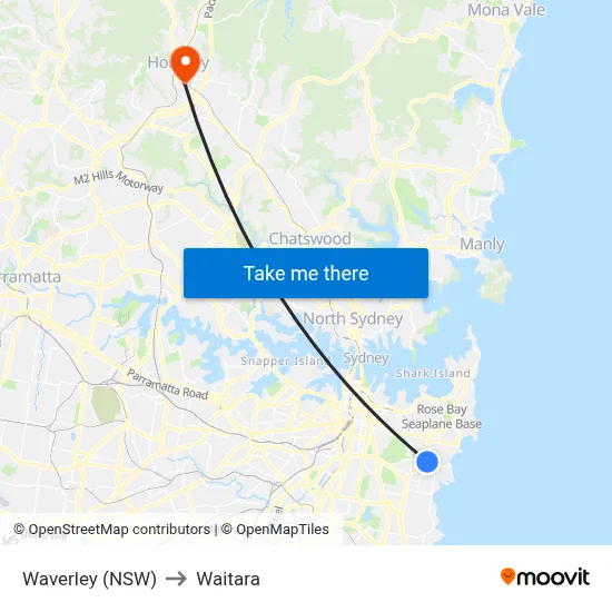 Waverley (NSW) to Waitara map