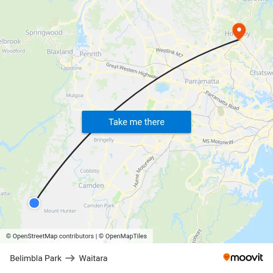 Belimbla Park to Waitara map