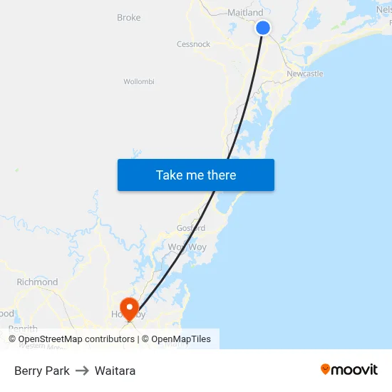 Berry Park to Waitara map