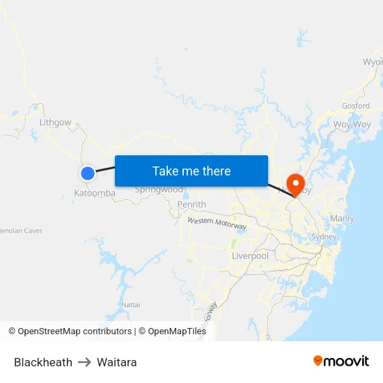 Blackheath to Waitara map