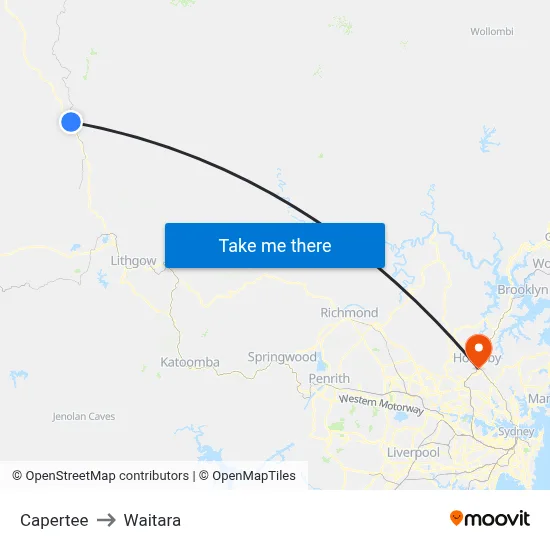 Capertee to Waitara map
