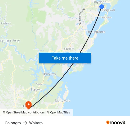 Colongra to Waitara map