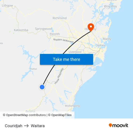 Couridjah to Waitara map