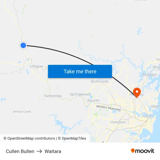 Cullen Bullen to Waitara map