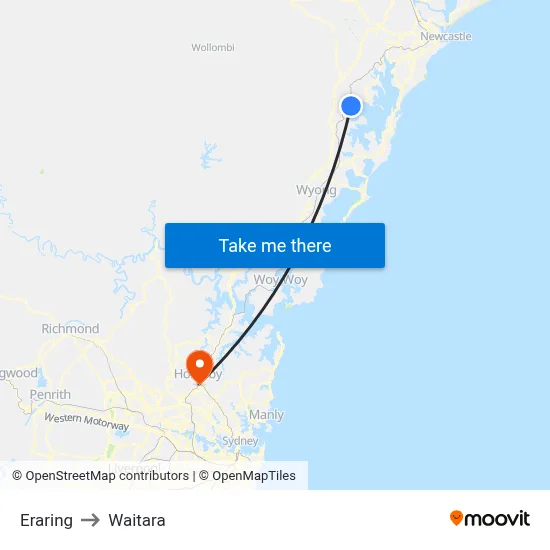 Eraring to Waitara map