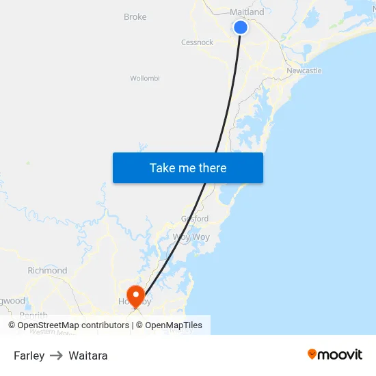Farley to Waitara map