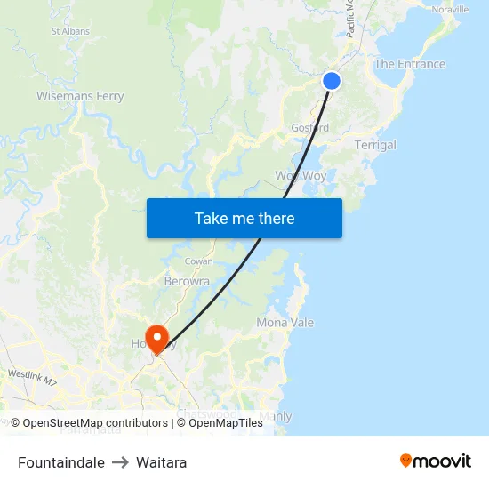 Fountaindale to Waitara map