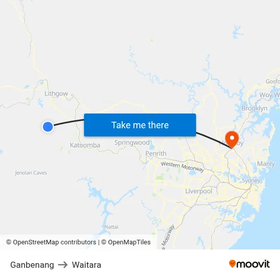 Ganbenang to Waitara map