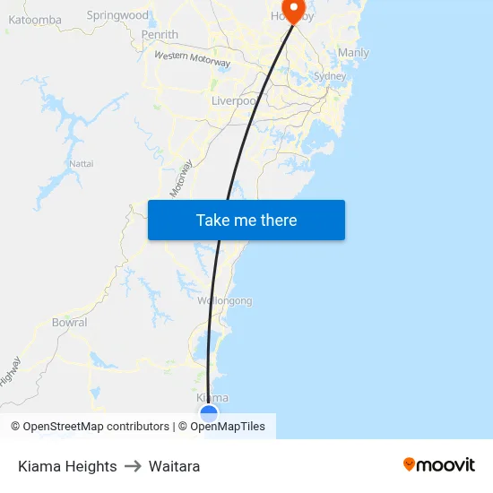 Kiama Heights to Waitara map