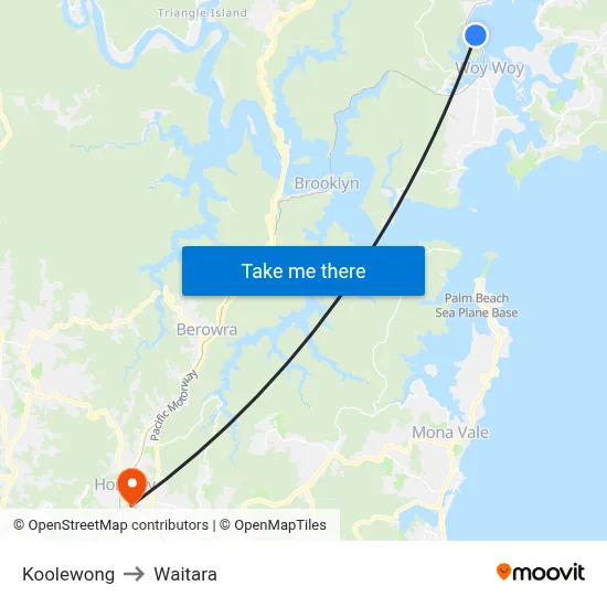 Koolewong to Waitara map