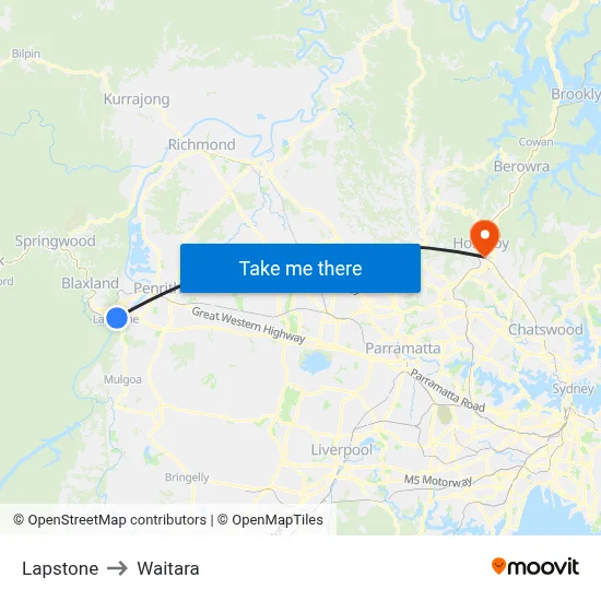 Lapstone to Waitara map