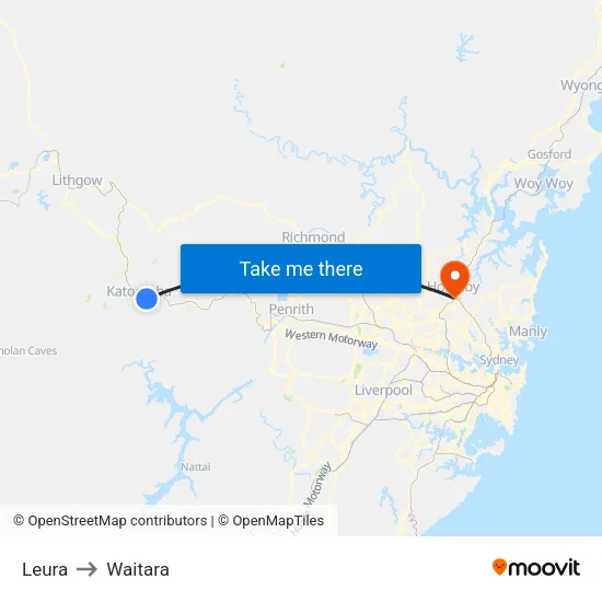 Leura to Waitara map