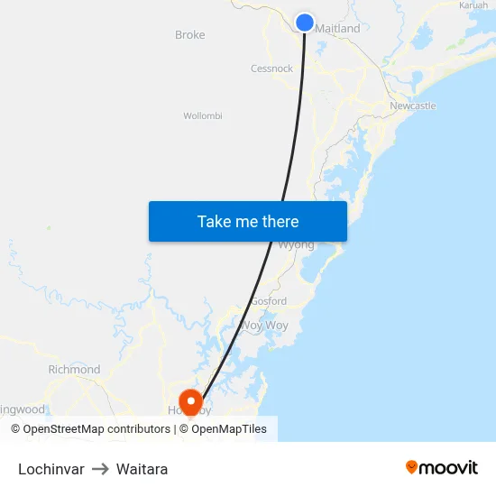 Lochinvar to Waitara map