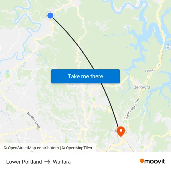 Lower Portland to Waitara map