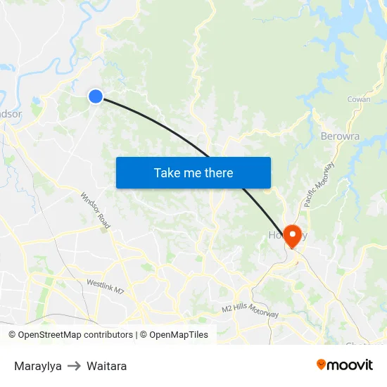 Maraylya to Waitara map