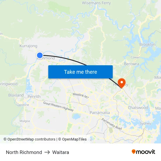 North Richmond to Waitara map