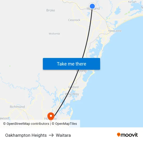 Oakhampton Heights to Waitara map