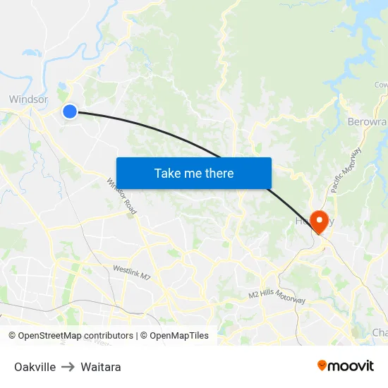 Oakville to Waitara map
