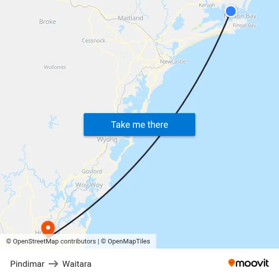 Pindimar to Waitara map
