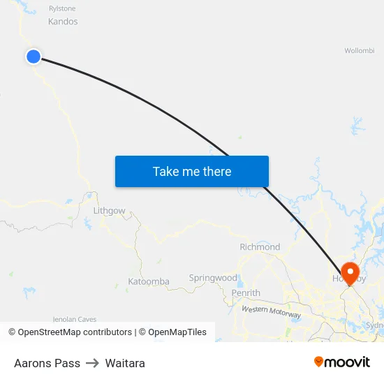 Aarons Pass to Waitara map