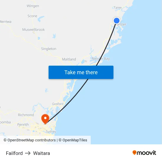 Failford to Waitara map