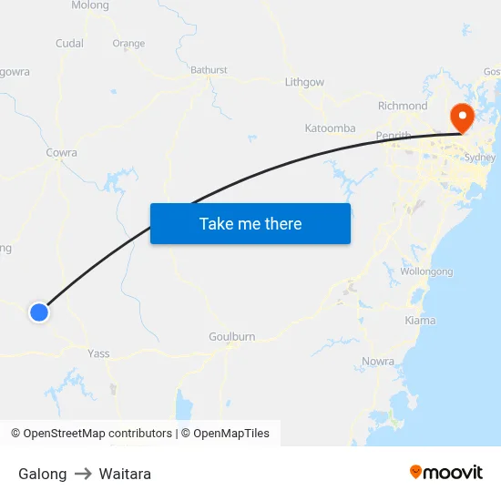 Galong to Waitara map