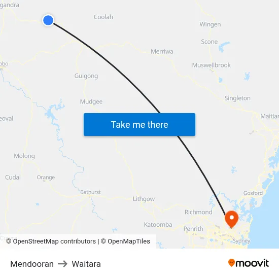Mendooran to Waitara map