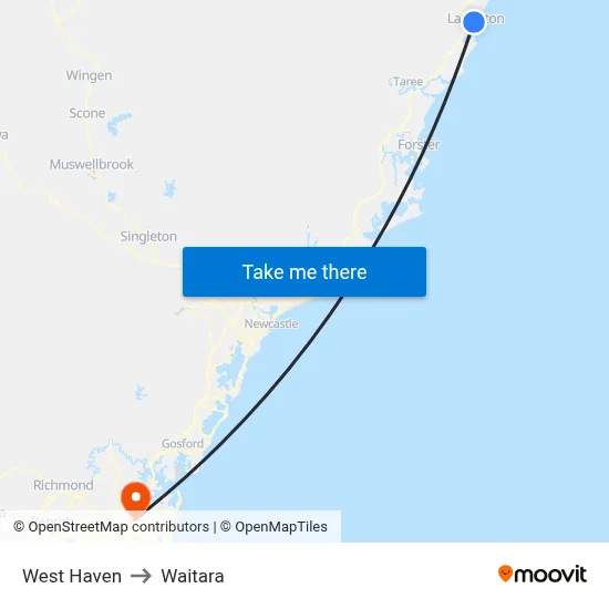 West Haven to Waitara map