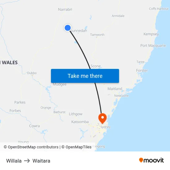 Willala to Waitara map