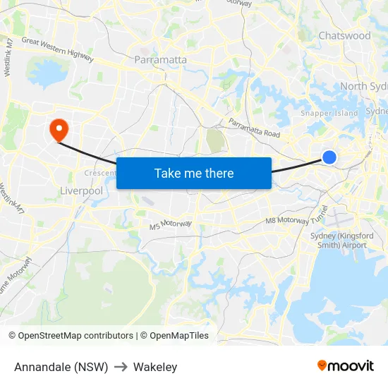 Annandale (NSW) to Wakeley map
