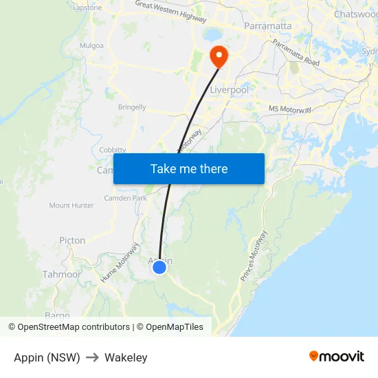 Appin (NSW) to Wakeley map