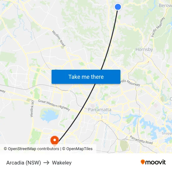 Arcadia (NSW) to Wakeley map