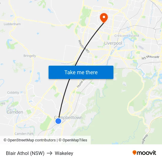 Blair Athol (NSW) to Wakeley map