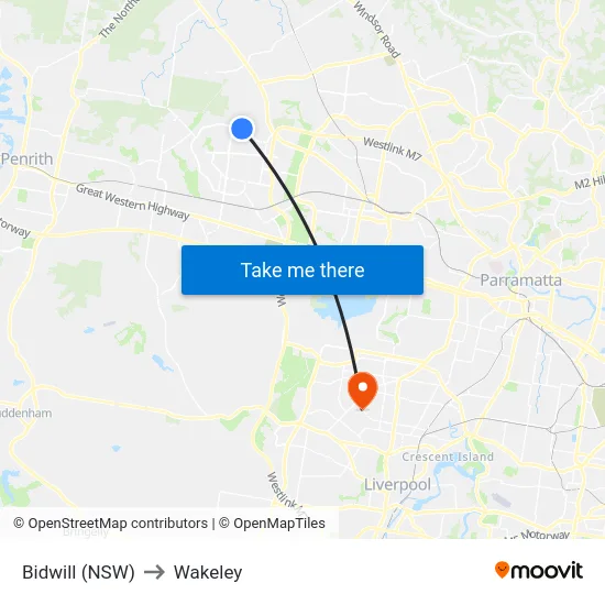 Bidwill (NSW) to Wakeley map