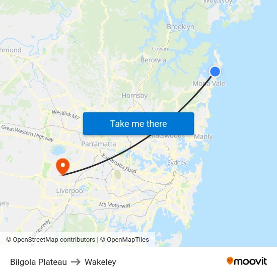 Bilgola Plateau to Wakeley map