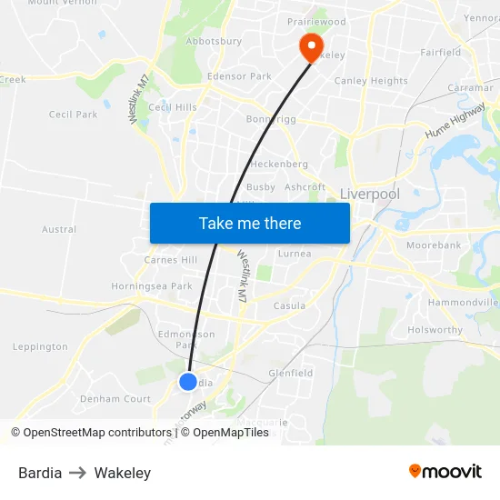 Bardia to Wakeley map