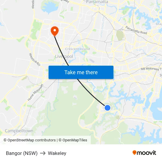 Bangor (NSW) to Wakeley map
