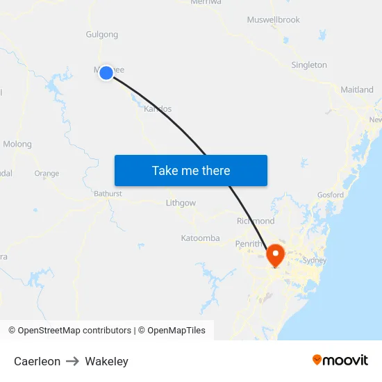 Caerleon to Wakeley map