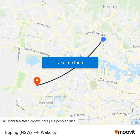 Epping (NSW) to Wakeley map