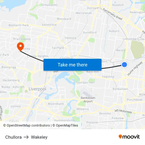 Chullora to Wakeley map