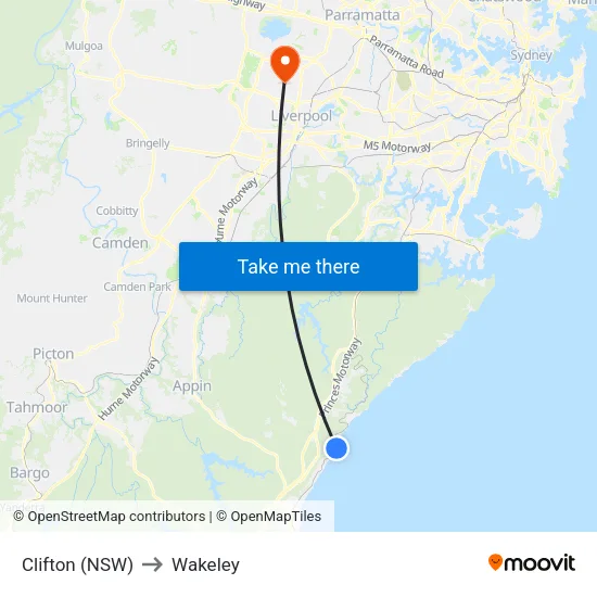 Clifton (NSW) to Wakeley map