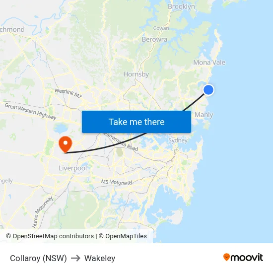 Collaroy (NSW) to Wakeley map