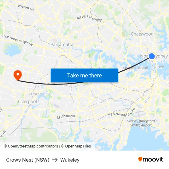 Crows Nest (NSW) to Wakeley map